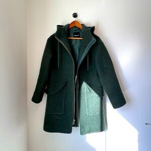 Madewell Lynnford Wool Coat in Insuluxe Fabric Dark Green XS